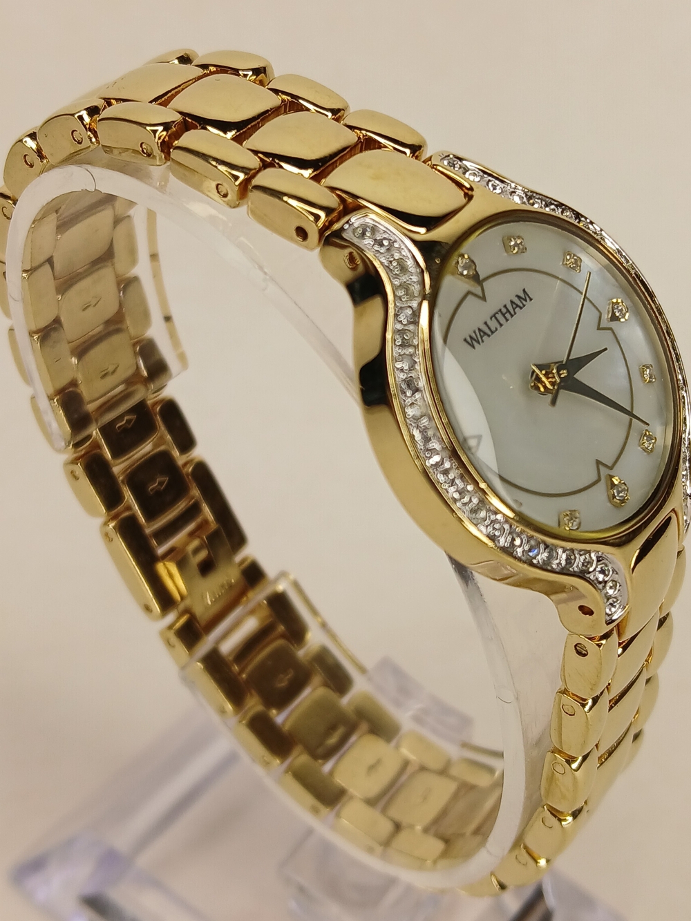 Waltham WAW043 Womens Watch Gold Tone Crystal Bezel MOP Dial Japan Movt
